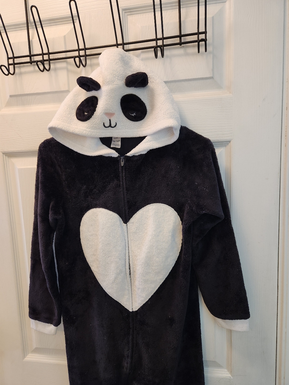 Carter's Black & White Plush Hooded Zip-Up Pajamas